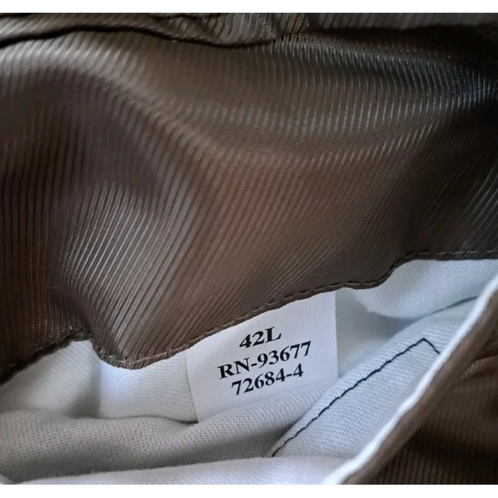 Stafford Sport Coat 42L Brown Faux Suede Blazer‎ Three Button Micro Polyester